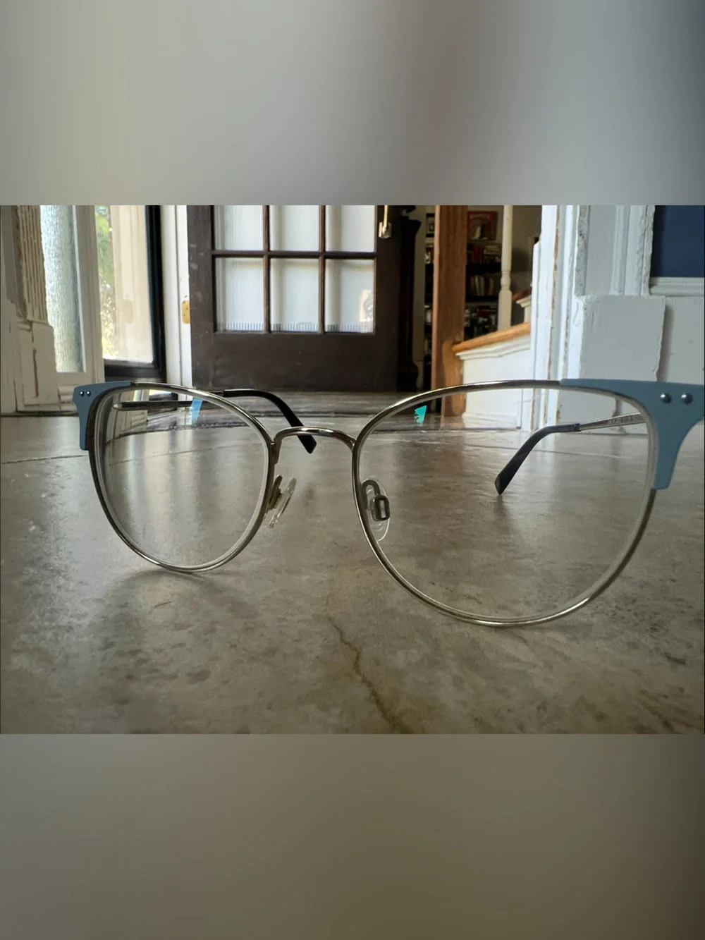 Warby Parker Gold Metal Wireframe Glasses with Clear Lenses